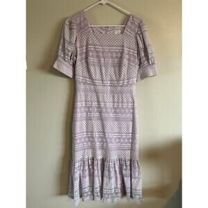 Rachel Parcell Lace Midi Dress Small Lavender Lilac Eyelet Ruffle Hem